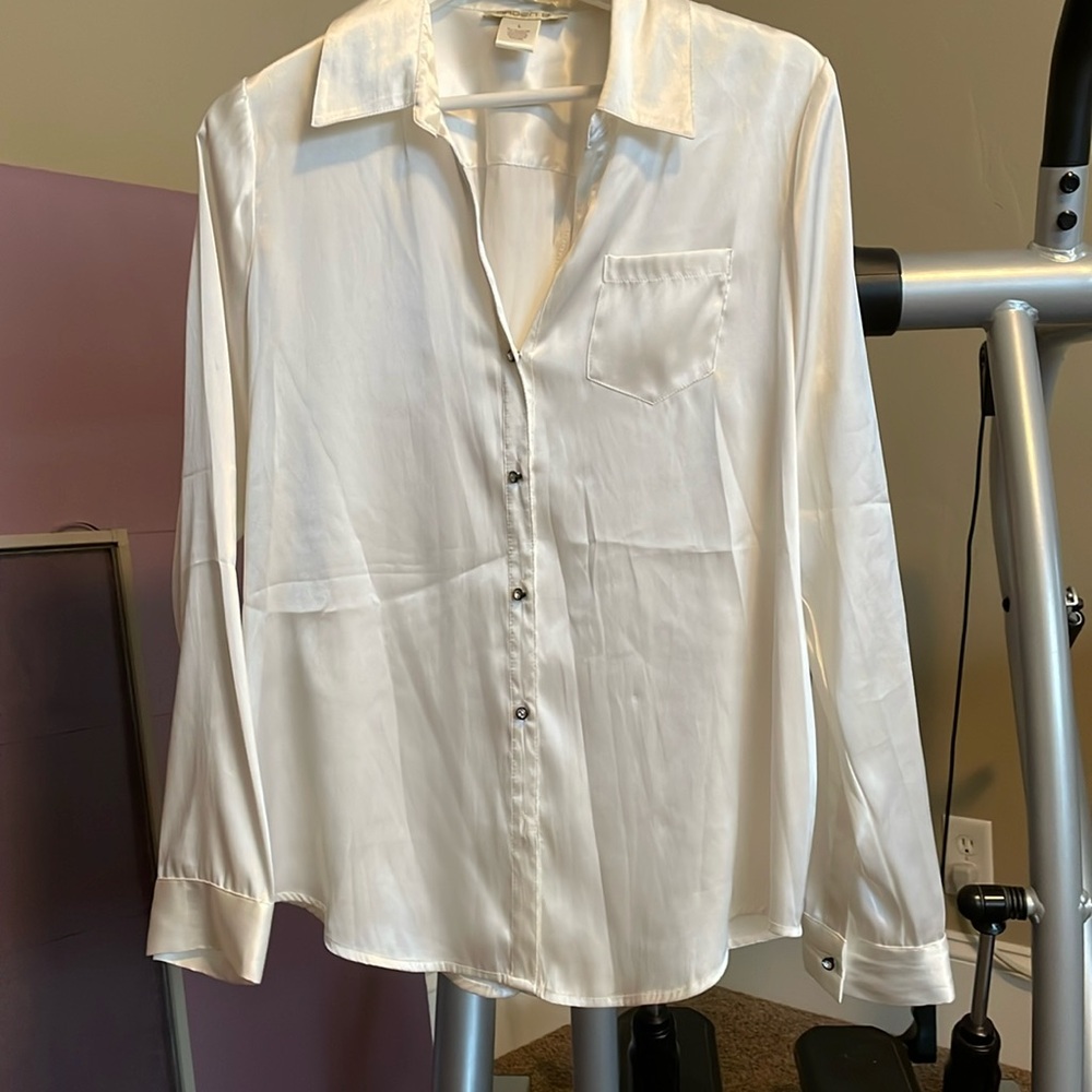 Arden B white satin blouse